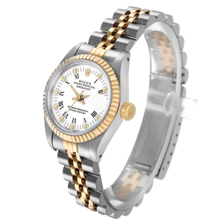 Rolex Datejust White Roman Dial Steel Yellow Gold Ladies Watch