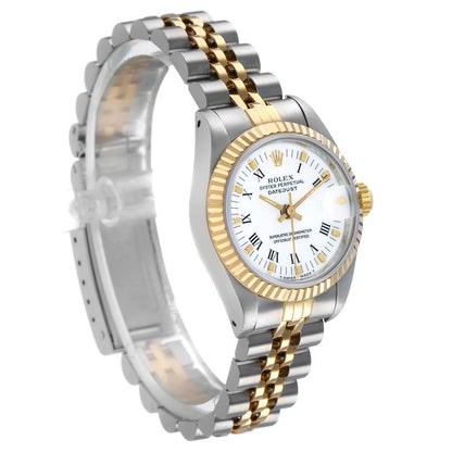 Rolex Datejust White Roman Dial Steel Yellow Gold Ladies Watch