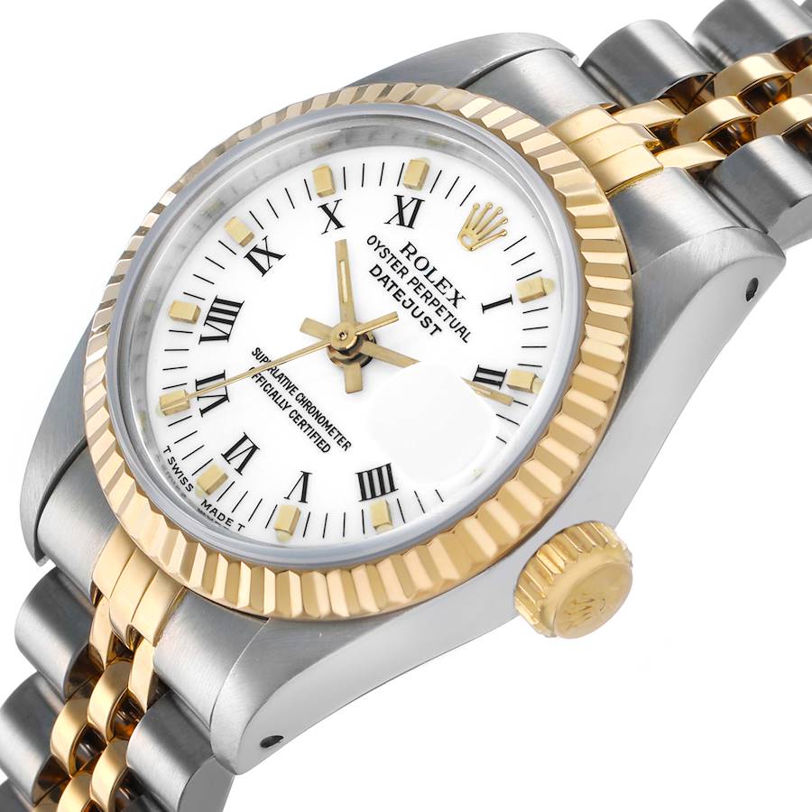 Rolex Datejust White Roman Dial Steel Yellow Gold Ladies Watch