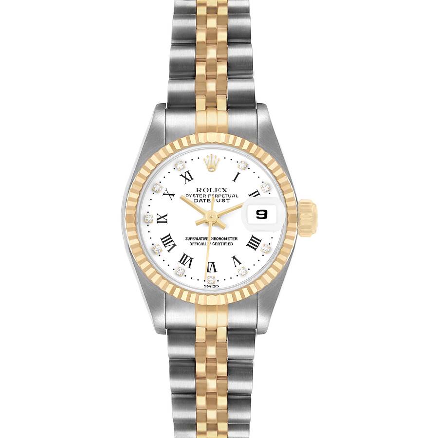 Rolex Datejust White Roman Diamond Dial Steel Yellow Gold Ladies Watch