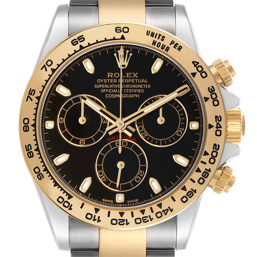 Rolex Daytona Steel Yellow Gold Black Dial Mens Watch