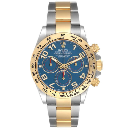 Rolex Daytona Steel Yellow Gold Blue Racing Dial Mens Watch