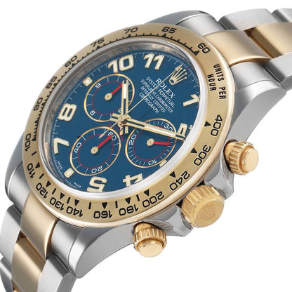 Rolex Daytona Steel Yellow Gold Blue Racing Dial Mens Watch