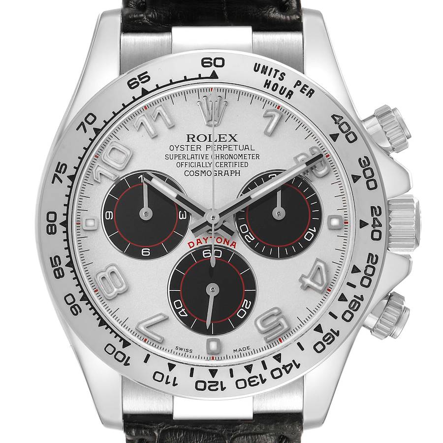Rolex Daytona White Gold Silver Racing Dial Mens Watch