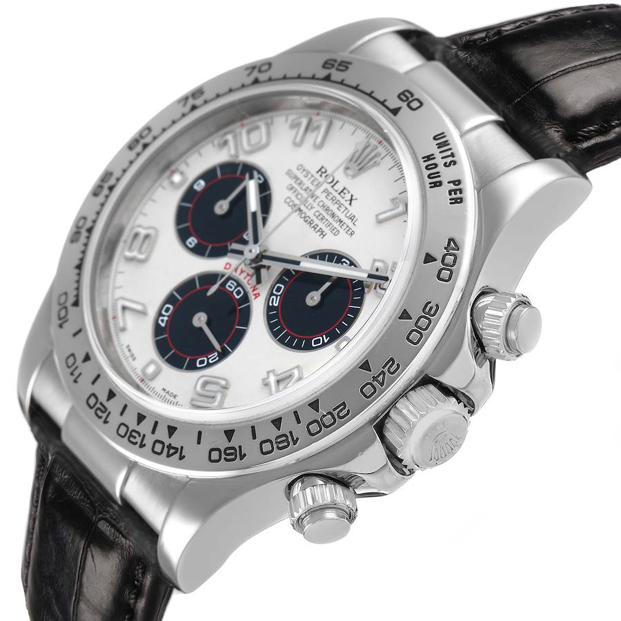 Rolex Daytona White Gold Silver Racing Dial Mens Watch