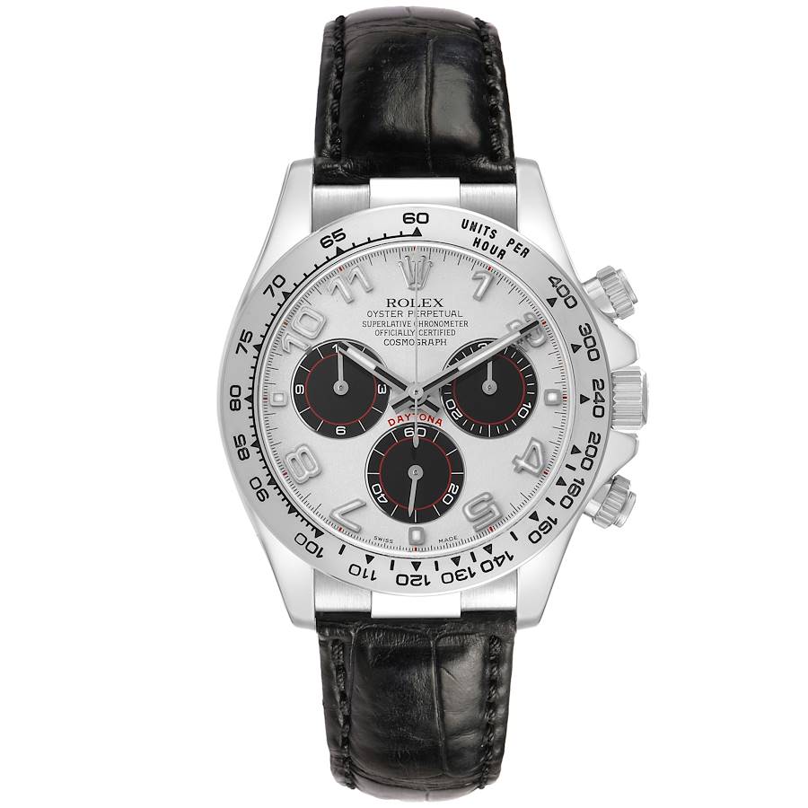 Rolex Daytona White Gold Silver Racing Dial Mens Watch