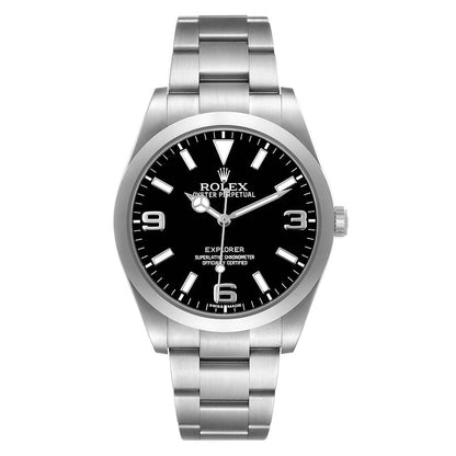 Rolex Explorer I 39 Steel Black Dial Mens Watch