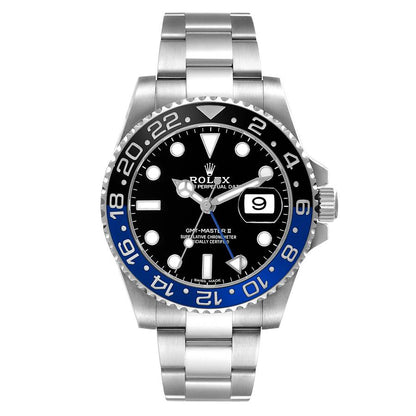 Rolex GMT Master II Steel Black Blue Batman Bezel Mens Watch