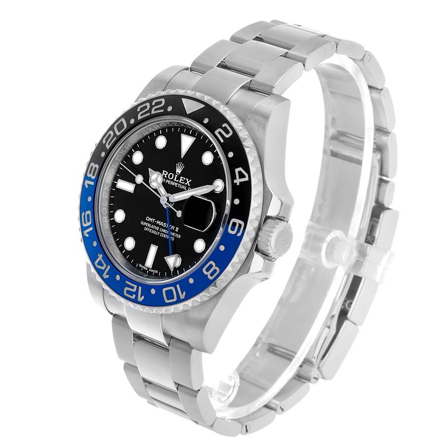 Rolex GMT Master II Steel Black Blue Batman Bezel Mens Watch