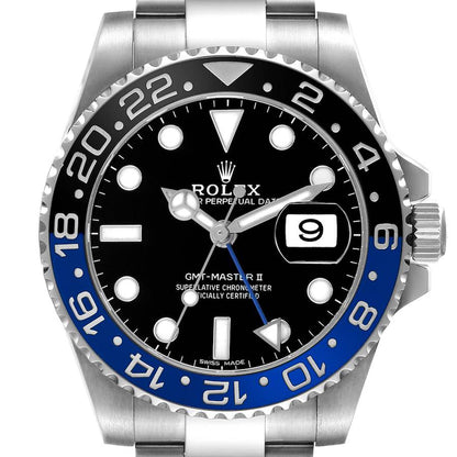 Rolex GMT Master II Steel Black Blue Batman Bezel Mens Watch
