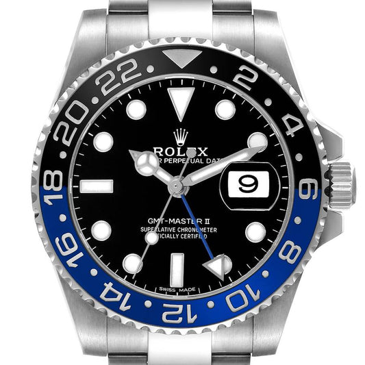 Rolex GMT Master II Steel Black Blue Batman Bezel Mens Watch