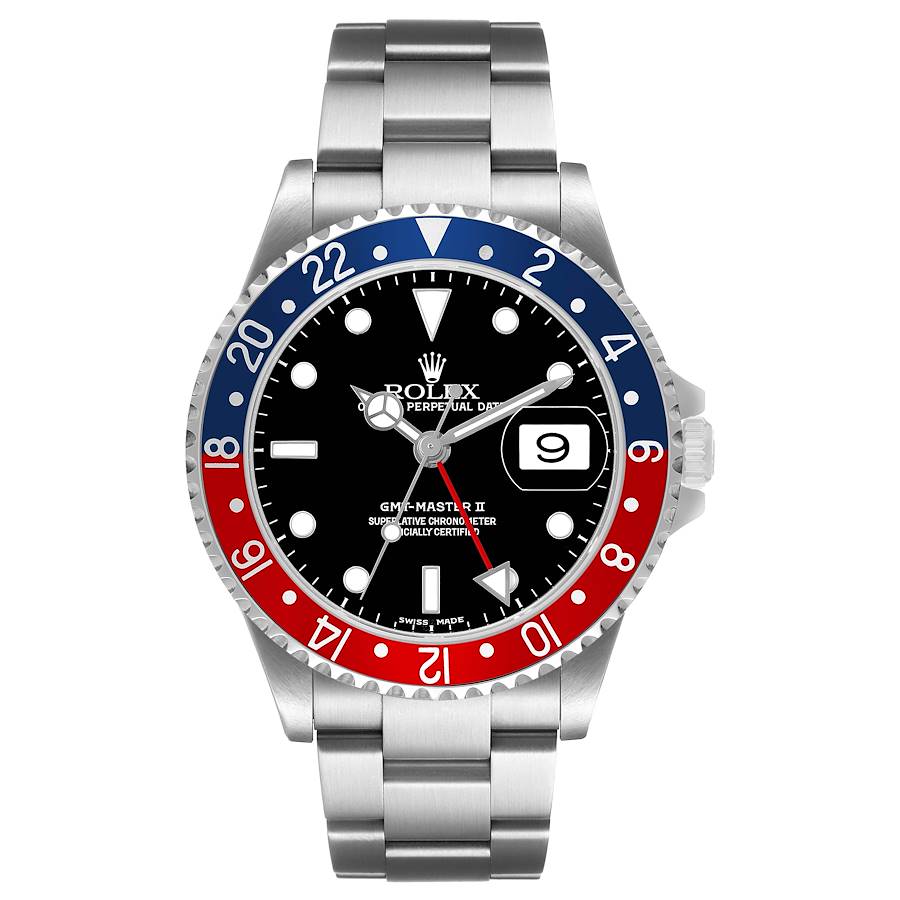 Rolex GMT Master II Steel Blue Red Pepsi Bezel Mens Watch