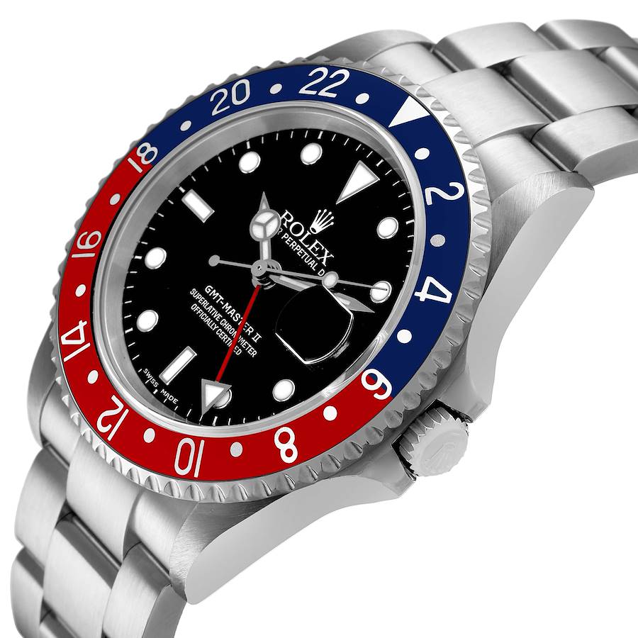 Rolex GMT Master II Steel Blue Red Pepsi Bezel Mens Watch
