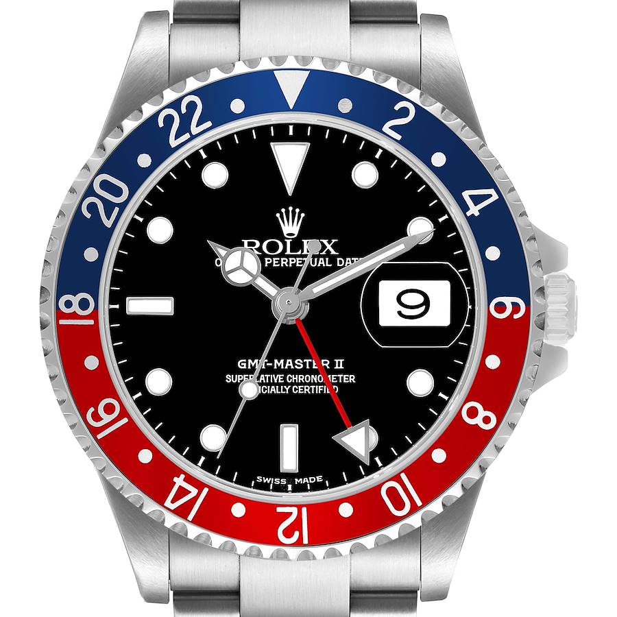 Rolex GMT Master II Steel Blue Red Pepsi Bezel Mens Watch