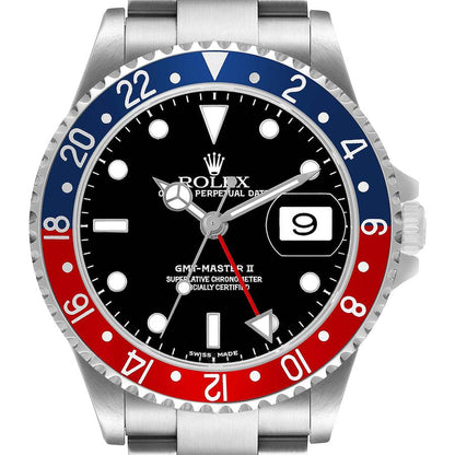 Rolex GMT Master II Steel Blue Red Pepsi Bezel Mens Watch