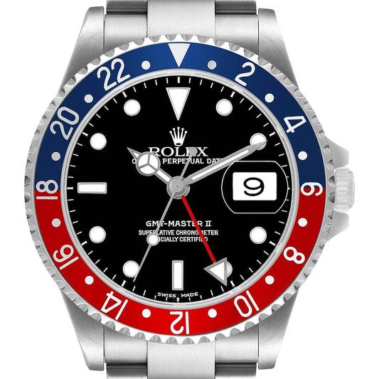 Rolex GMT Master II Steel Blue Red Pepsi Bezel Mens Watch