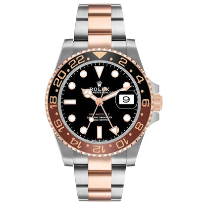 Rolex GMT Master II Steel Rose Gold Root Beer Bezel Mens Watch