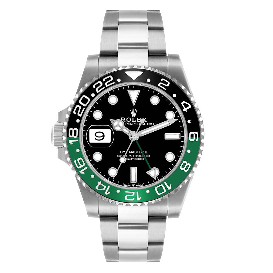 Rolex GMT Master II Steel Sprite Green Black Bezel Mens Watch