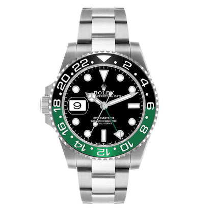 Rolex GMT Master II Steel Sprite Green Black Bezel Mens Watch
