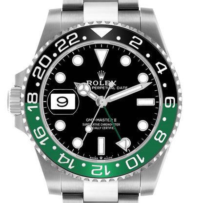 Rolex GMT Master II Steel Sprite Green Black Bezel Mens Watch