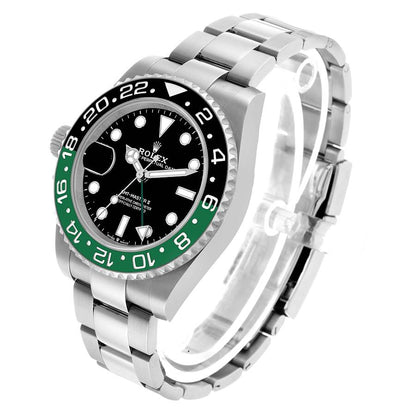 Rolex GMT Master II Steel Sprite Green Black Bezel Mens Watch
