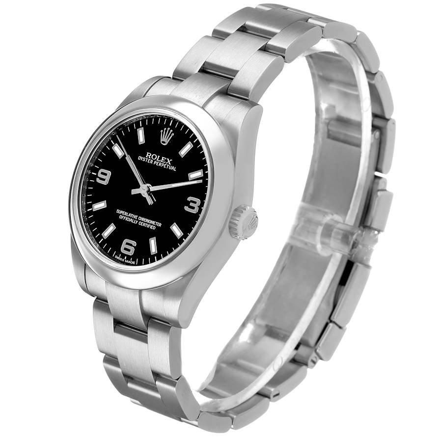 Rolex Oyster Perpetual Midsize 31 Black Dial Steel Ladies Watch