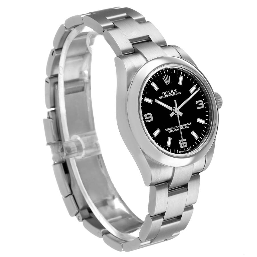 Rolex Oyster Perpetual Midsize 31 Black Dial Steel Ladies Watch