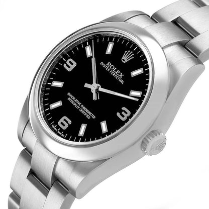 Rolex Oyster Perpetual Midsize 31 Black Dial Steel Ladies Watch