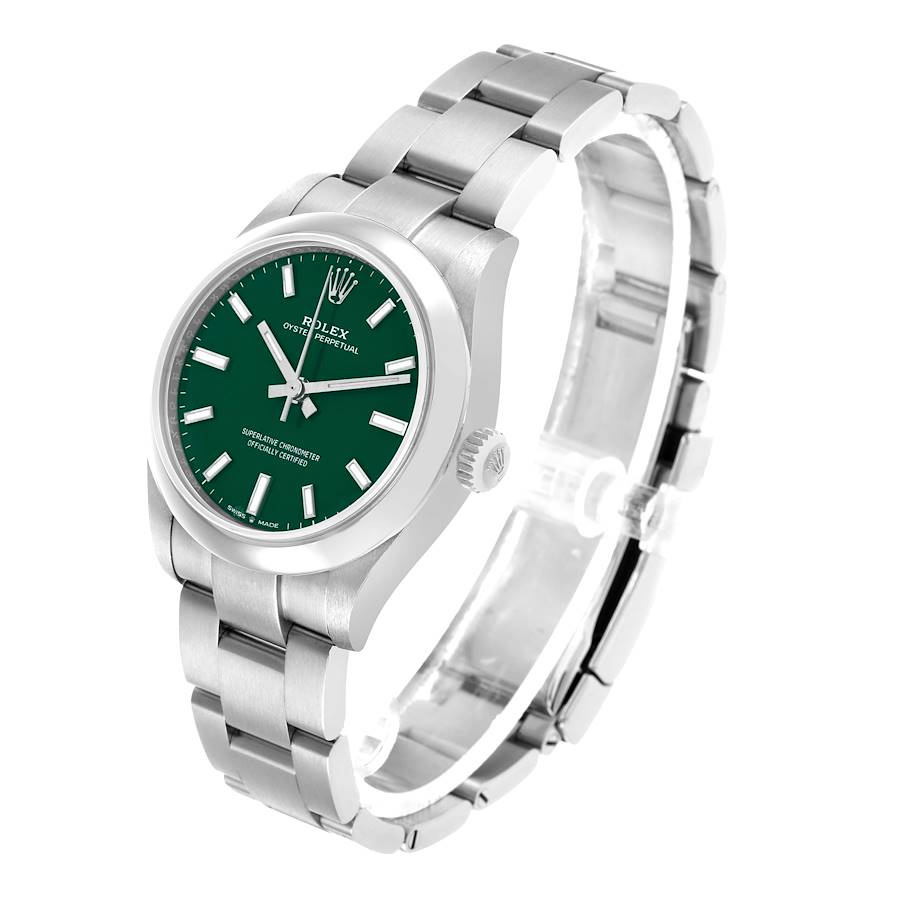 Rolex Oyster Perpetual Midsize Green Dial Steel Ladies Watch
