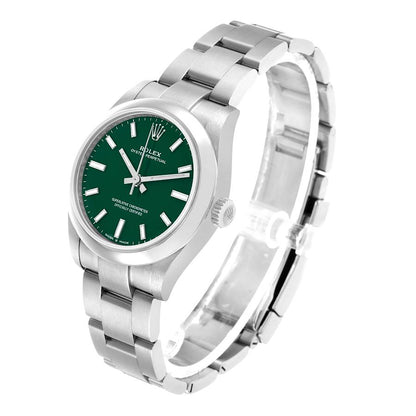 Rolex Oyster Perpetual Midsize Green Dial Steel Ladies Watch