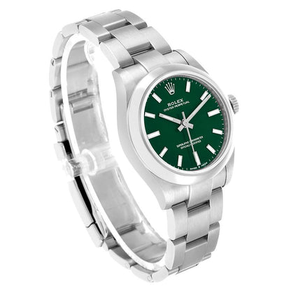 Rolex Oyster Perpetual Midsize Green Dial Steel Ladies Watch