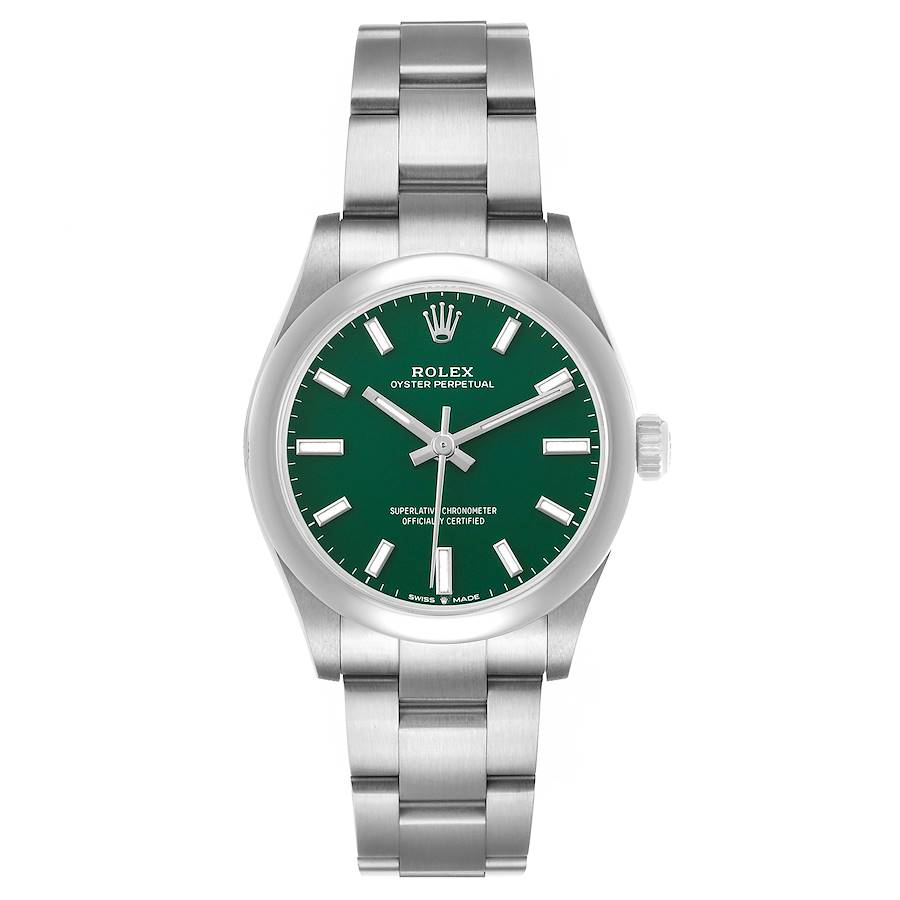 Rolex Oyster Perpetual Midsize Green Dial Steel Ladies Watch