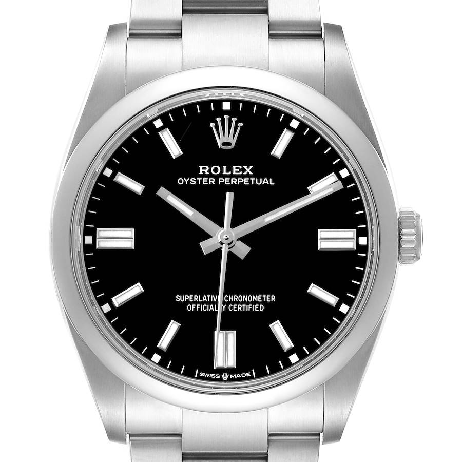 Rolex Oyster Perpetual Steel Black Dial Mens Watch