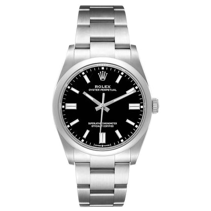 Rolex Oyster Perpetual Steel Black Dial Mens Watch