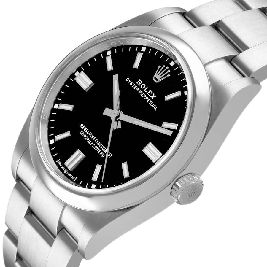 Rolex Oyster Perpetual Steel Black Dial Mens Watch