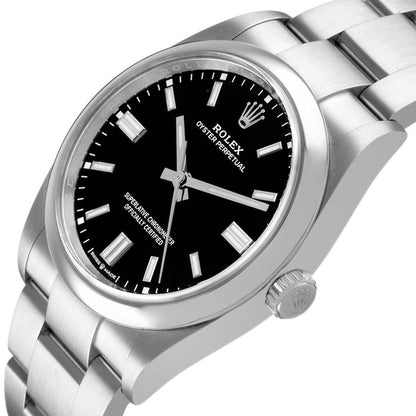 Rolex Oyster Perpetual Steel Black Dial Mens Watch