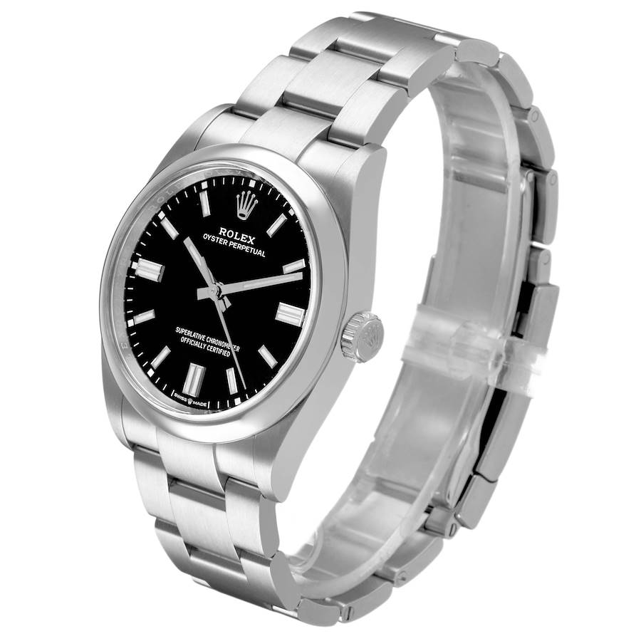 Rolex Oyster Perpetual Steel Black Dial Mens Watch