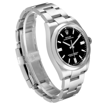 Rolex Oyster Perpetual Steel Black Dial Mens Watch