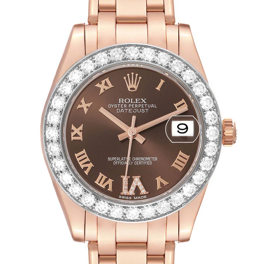 Rolex Pearlmaster 34 Rose Gold Diamond Ladies Watch