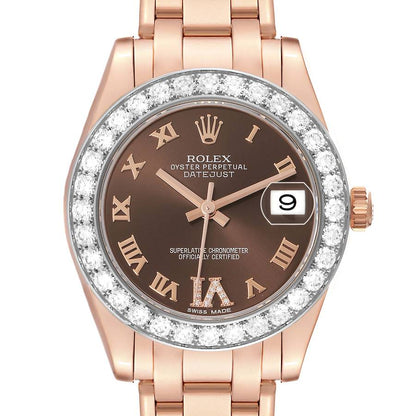 Rolex Pearlmaster 34 Rose Gold Diamond Ladies Watch