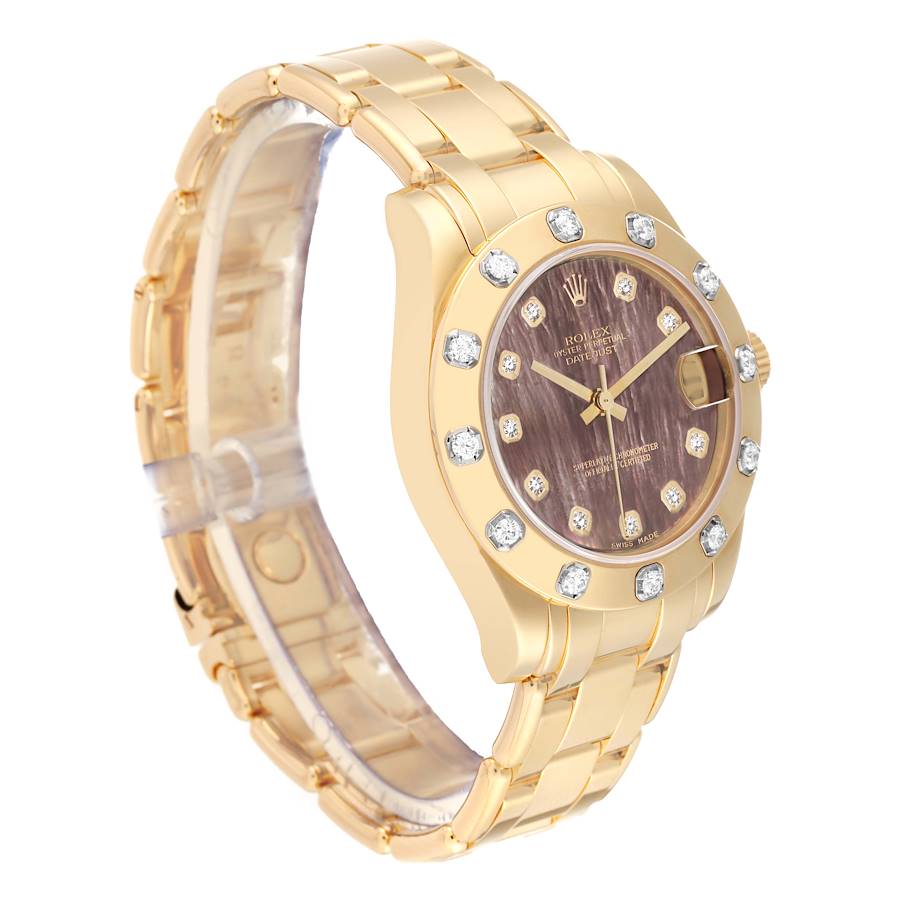 Rolex Pearlmaster Midsize Yellow Gold Mother of Pearl Diamond Ladies Watch