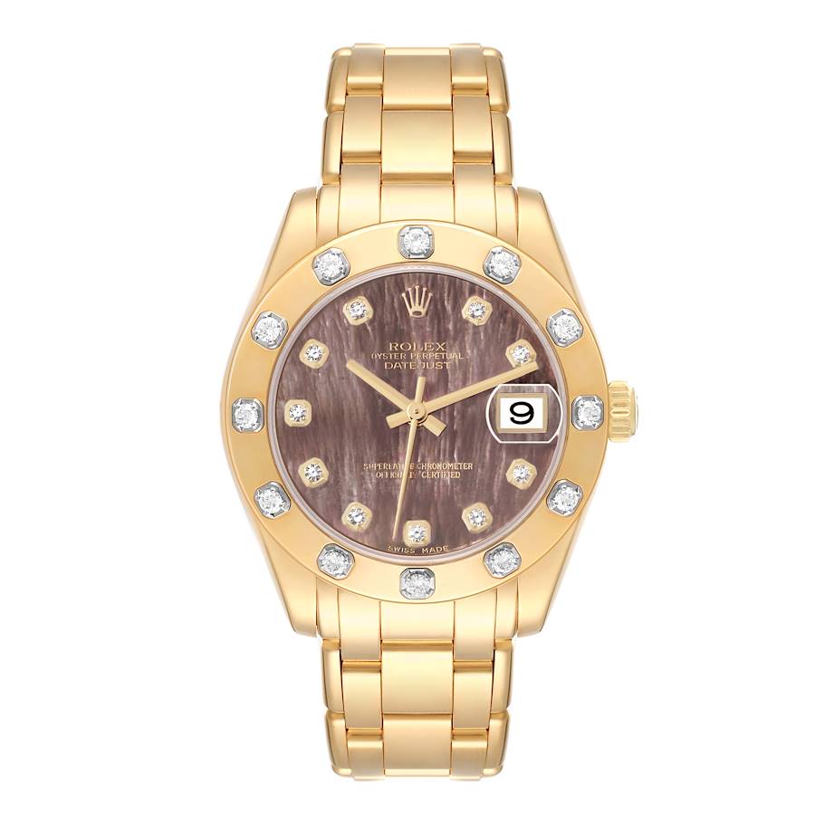 Rolex Pearlmaster Midsize Yellow Gold Mother of Pearl Diamond Ladies Watch