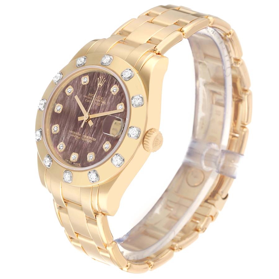 Rolex Pearlmaster Midsize Yellow Gold Mother of Pearl Diamond Ladies Watch