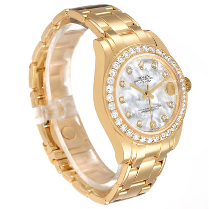 Rolex Pearlmaster Yellow Gold MOP Diamond Ladies Watch