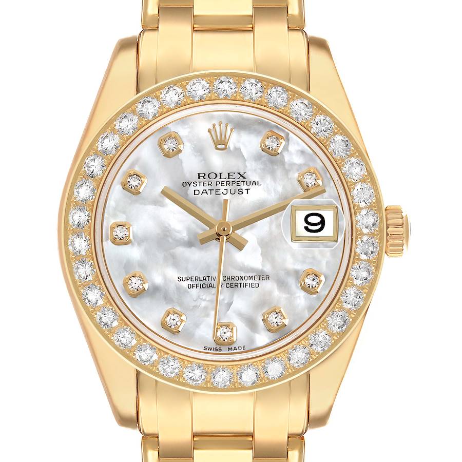 Rolex Pearlmaster Yellow Gold MOP Diamond Ladies Watch