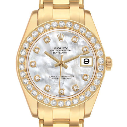 Rolex Pearlmaster Yellow Gold MOP Diamond Ladies Watch