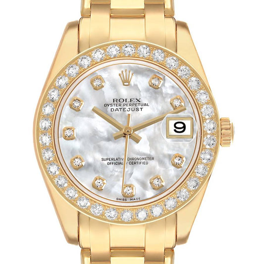 Rolex Pearlmaster Yellow Gold MOP Diamond Ladies Watch