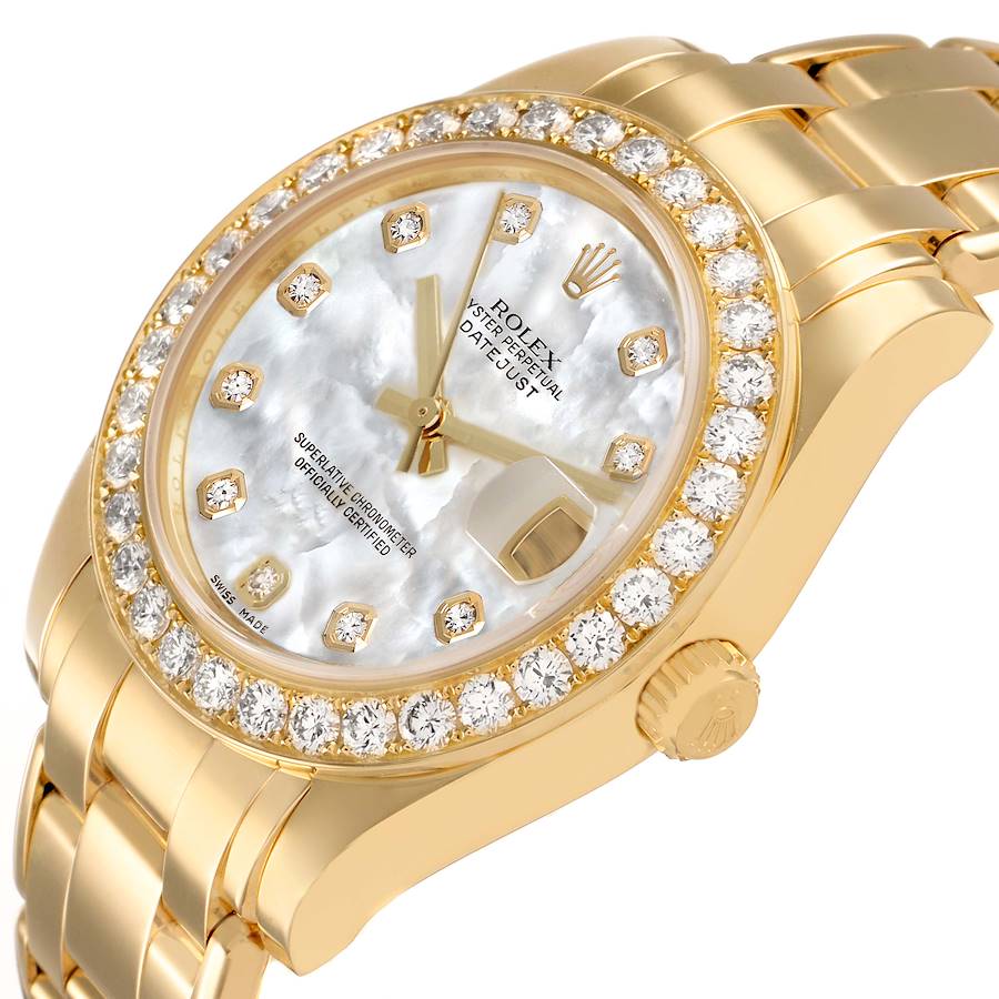 Rolex Pearlmaster Yellow Gold MOP Diamond Ladies Watch