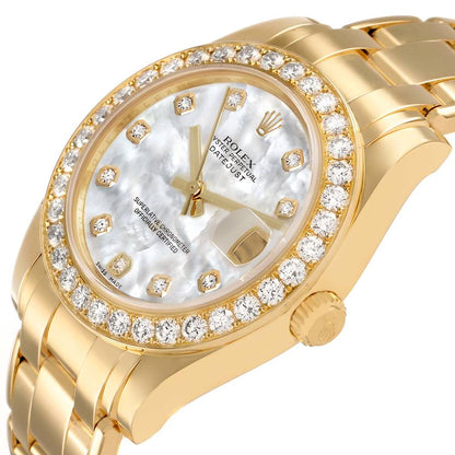 Rolex Pearlmaster Yellow Gold MOP Diamond Ladies Watch