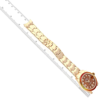 Rolex Pearlmaster Yellow Gold Sapphire Bezel Diamond Mens Watch